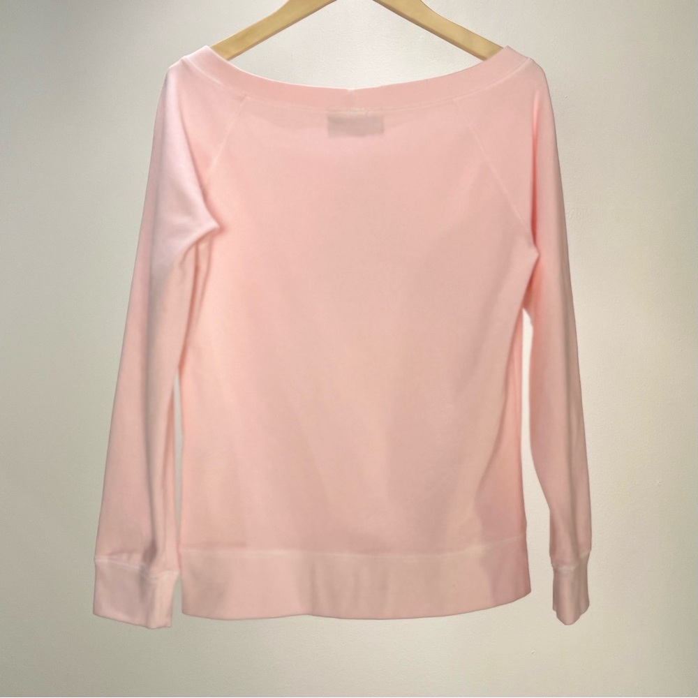 Juicy Couture Down Dog Couture Pink Wide Neck Pullover S Made in USA Y2K - Picture 3 of 4